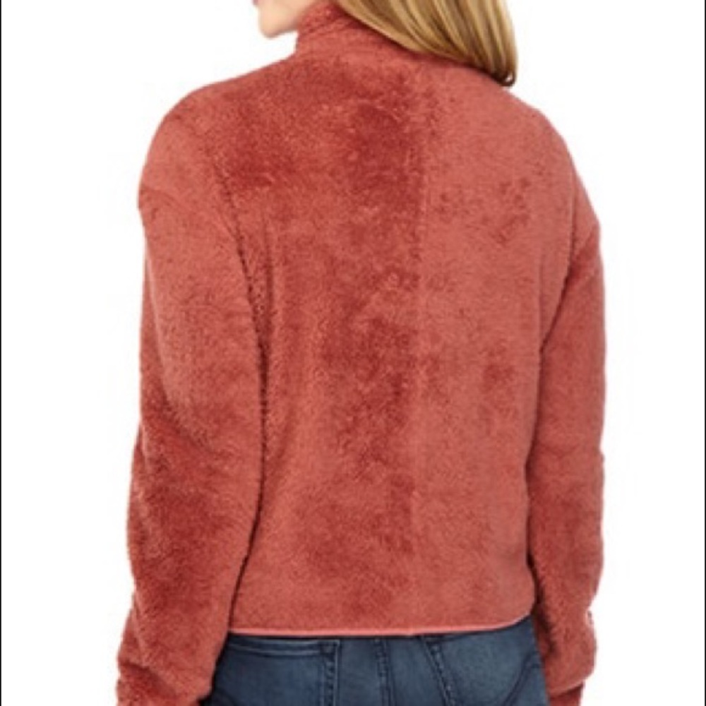 Wallflower Cozy Sherpa Mock Neck Pullover, L, Great Salmon/Dusty Rose Shade, NWT - Picture 2 of 5